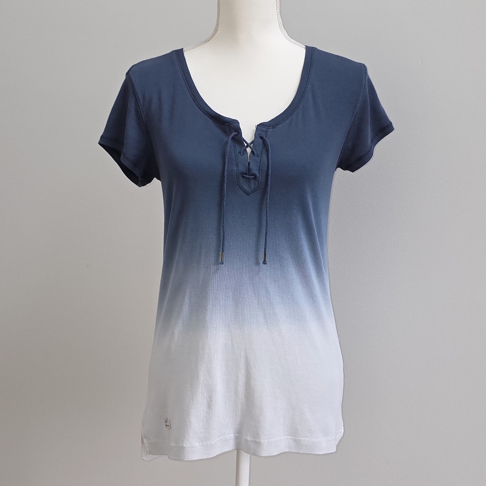 Lauren Ralph Lauren | Ombre Lace-Up Short Sleeve Top